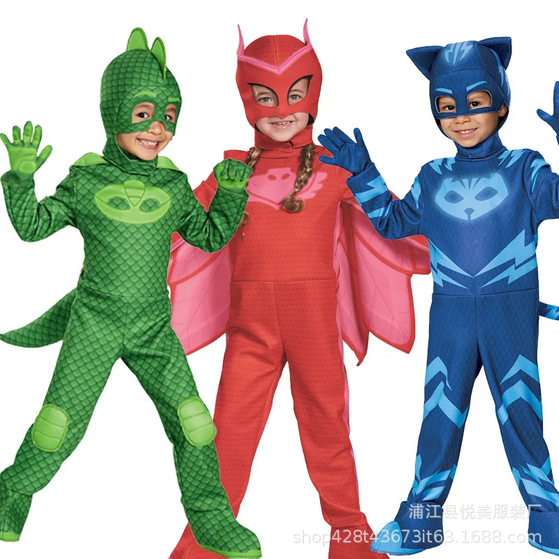 Pijamas de hombre enmascarado, disfraz de COSPLAY de Llittle Hero, disfraces de actuación para niños, ropa para niños de juego de rol de gato y niño