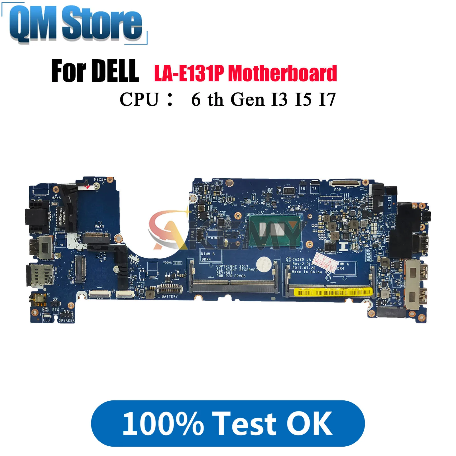 

Сменная материнская плата LA-E131P для ноутбука Dell Latitude 7480, процессор Intel i5 i7 6/7-го поколения 0N480V 08FCRX 100% полностью протестировано