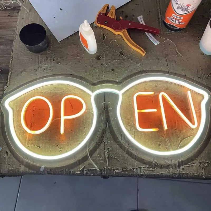 Negozio di insegne al Neon aperte personalizzate illuminazione aziendale a sospensione aperta 24 ore negozio negozio 12V Led Open Sign