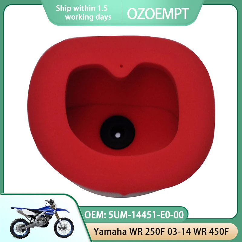 OZOEMPT  DUAL-LAYER FOAM Motorcycle Air Filter Apply to Yamaha WR 250F 03-14 WR 450F 03-15 OEM: 5UM-14451-E0-00