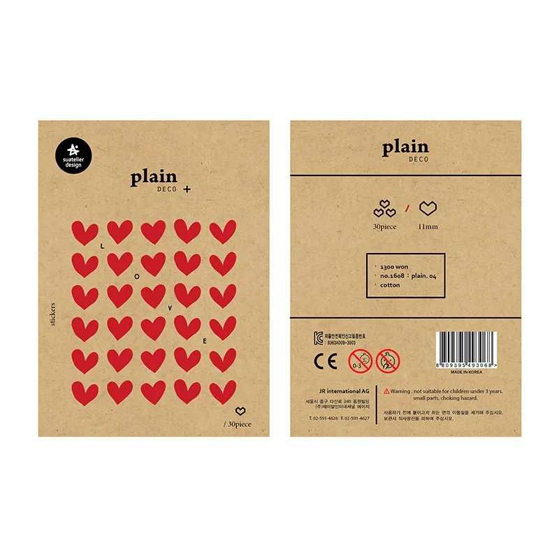 Suatelier No.1608 Red Heart Stickers Scrapbooking Material Planner Remarking Label Sticker DIY Craft Supplies Journal Decoration