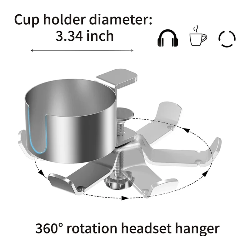 

Настольный подстаканник 2 в 1, вешалка для наушников, устойчивый к разливу, подстаканник для настольной кофейной чашки/бутылки/наушников