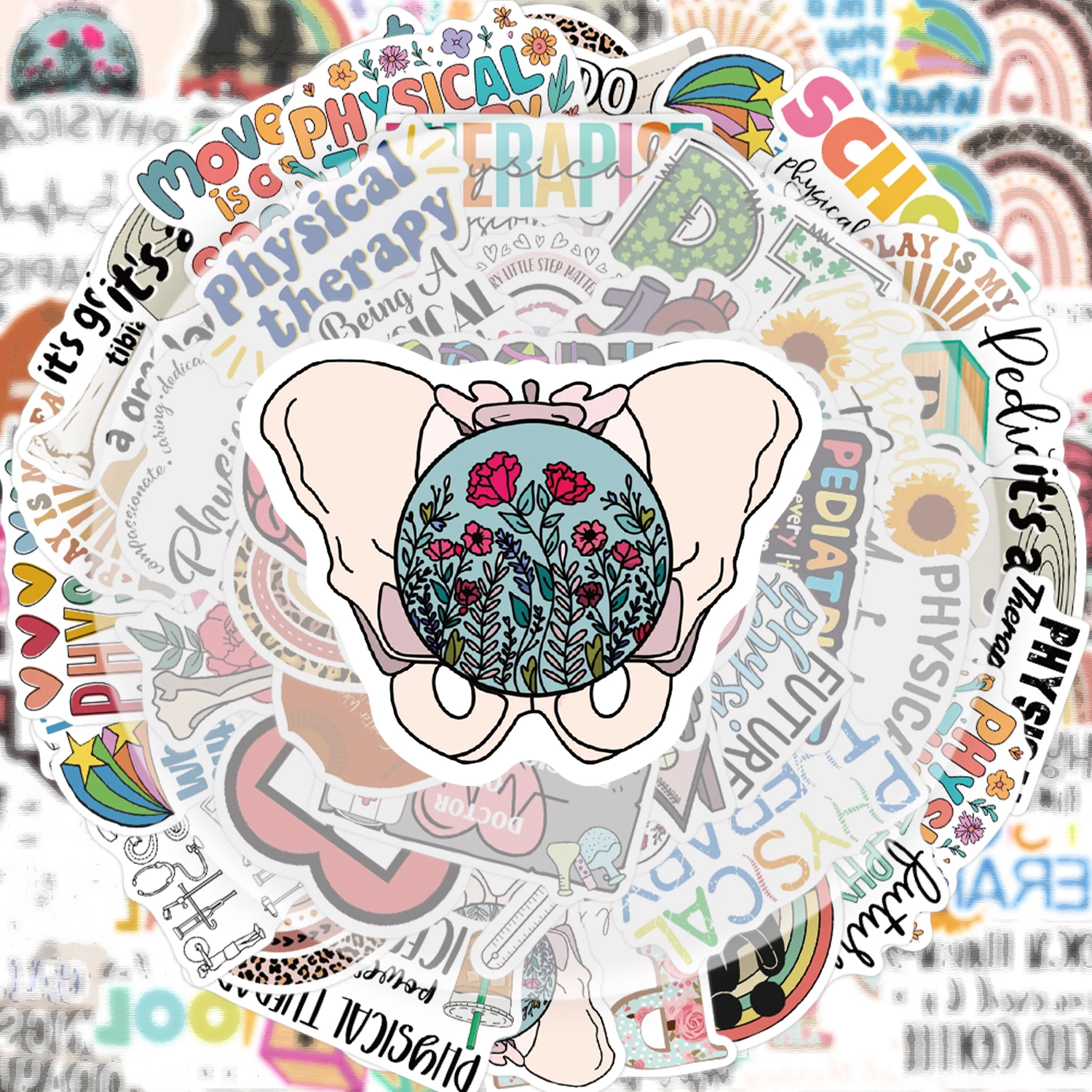 50 Physical Nutritionist-Themed Doodle Stickers, Suitable for Decorating Water Bottles, Laptops, Cell Phones, Suitcases, Skateboards, Guitars, Gift Boxes, and Party Decorations