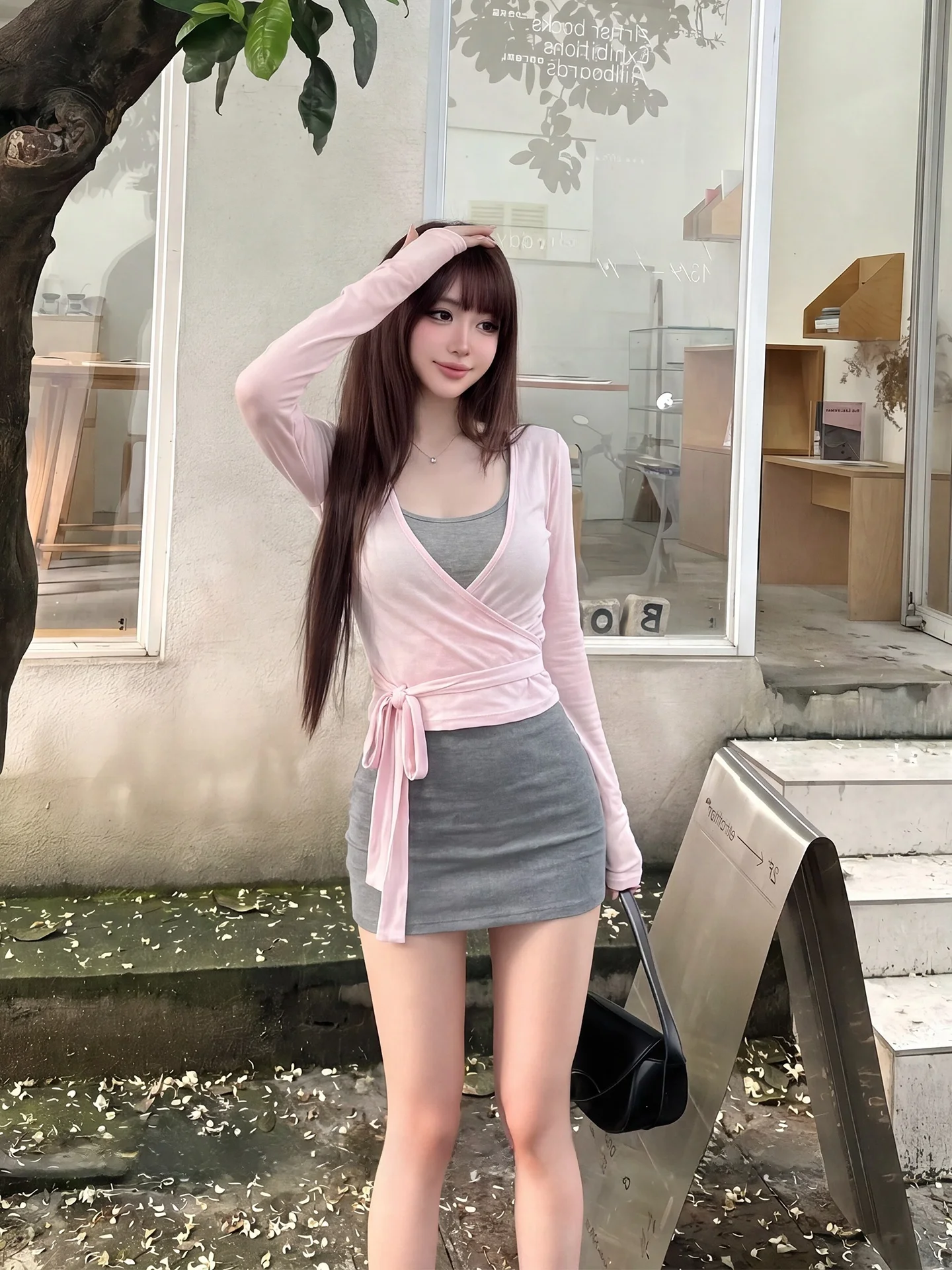 

Summer Fashion Set Small Size Women's Long Sleeve V-Neck Sun Protection Open Cardigan Spicy Girl Strap Top Bodycon Skirt...
