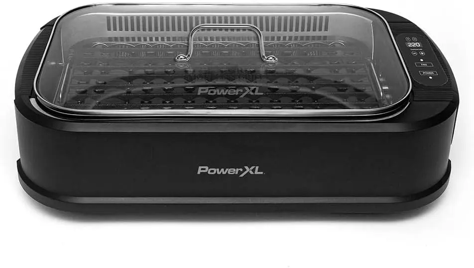 Smokeless Grill Family Size- with Tempered Glass Lid with Interchangeable Grill and Griddle Plate and Turbo Speed Smoke