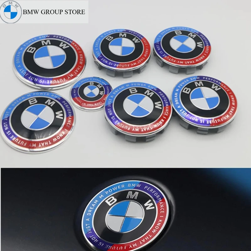 BMW GROUP BMW Modified Front and Rear Logo Wheel CapsSuitable Car Logo 7Pcs 50th Anniversary Special Limited Edition Joint Model