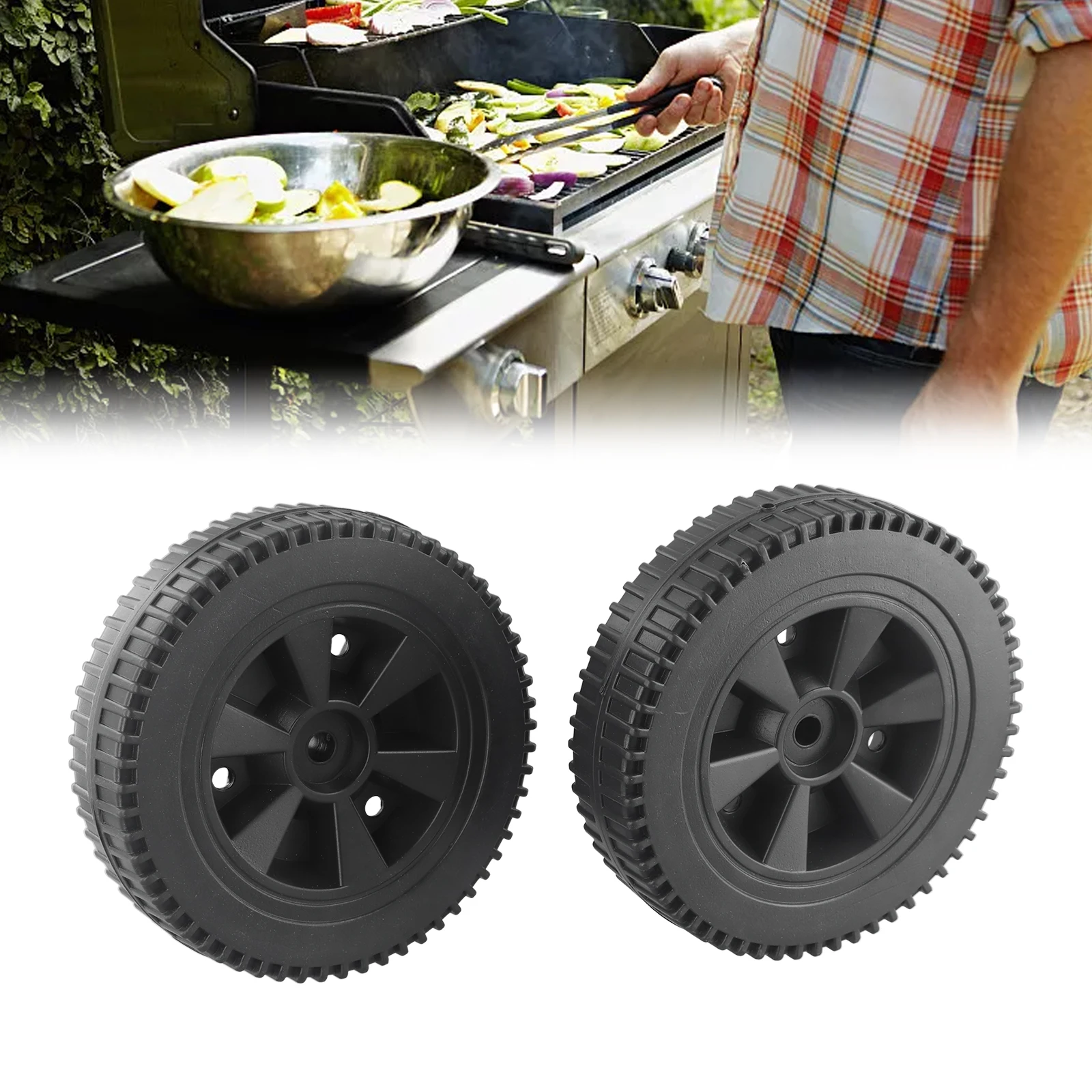 Upgrade Your BBQ Setup with Easy to Install 7 Grill Wheels Replacement Parts Perfect for BBQ Enthusiasts Pack of 2