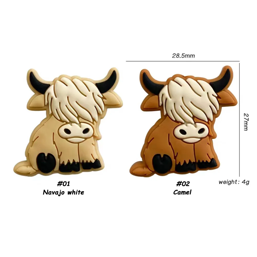 5-10Pcs Cartoon Silicone Beads Mini Animal Focus Beads Yak Cow For DIY Pacifier Chain Bracelets For Jewelry Making Accessories