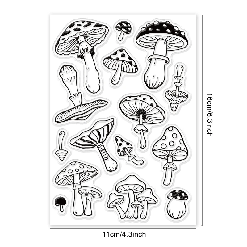 1 arkusz grzyb przezroczysty stempel do tworzenia kartek Agaric silikonowy przezroczysty stempel gumowa przezroczysta pieczęć do DIY Scrapbooking