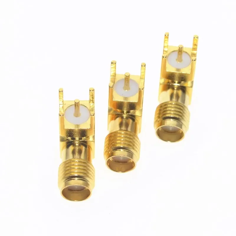 

10PCS PCB Mount Gold RP-SMA-KWE Adapter RP-SMA Male Pin Jack Right Angle Coaxial RF SMA Connector