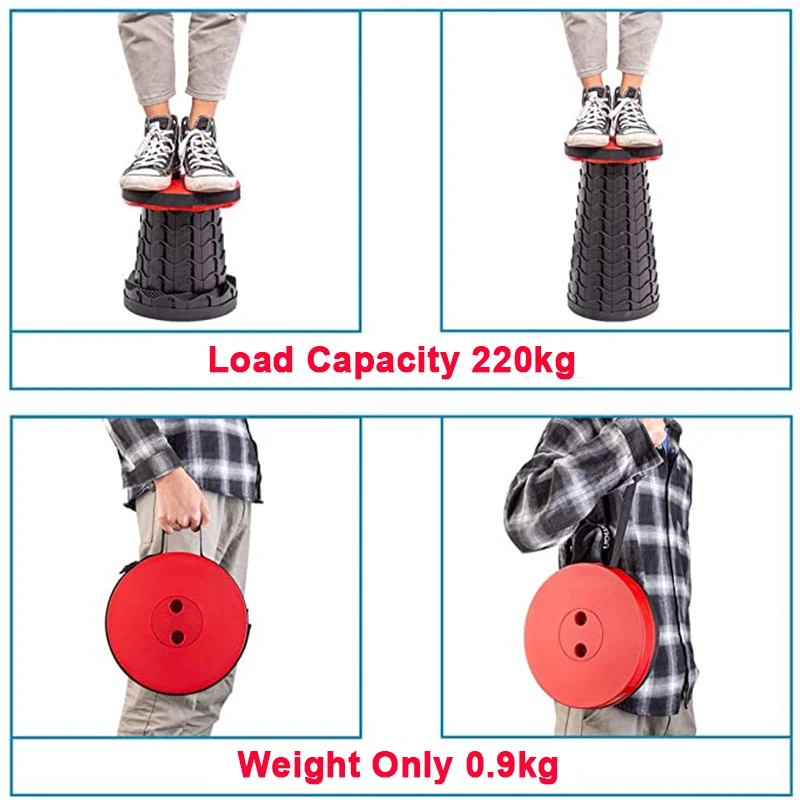 HooRu Outdoor Retractable Stool Portable Lightweight Folding Stools with Carry Bag Collapsible Chair for Fishing Camping Picnic