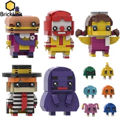 Bricklink Friends Fast Food Restaurant Anime Figures Brickheadz Ronald Milkshake Grimaced Building Blocks Toys Christmas Gift