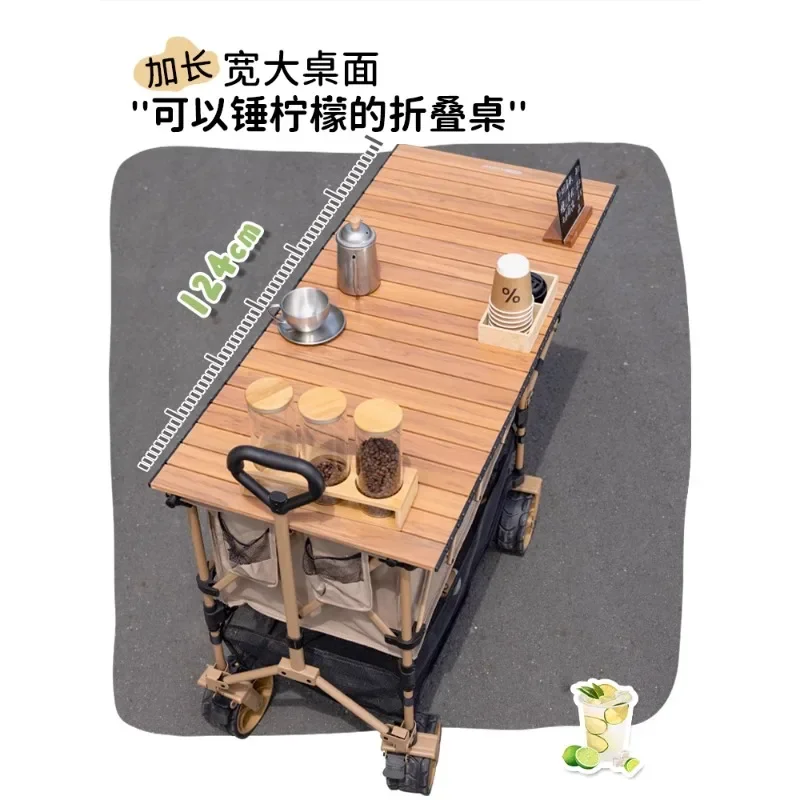 Trolley Lifting Desktop Camper Night Market Mobile Trolley with Parasol