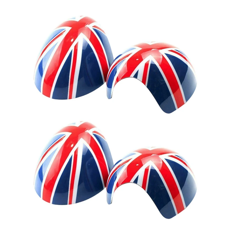 4X Car Door Side Red/Blue UK Flag Mirror Covers For Mini Cooper R55 R56 R57 R58 R60 R61 Power Fold Mirror