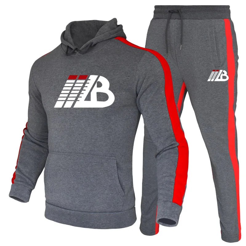 Fashion Men Clothes Warm Sportswear Suits Men\'s Hoodie+Sweatpants 2 Piece Sets Mens Casual Jogging Tracksuit Stripes Sweatsuit