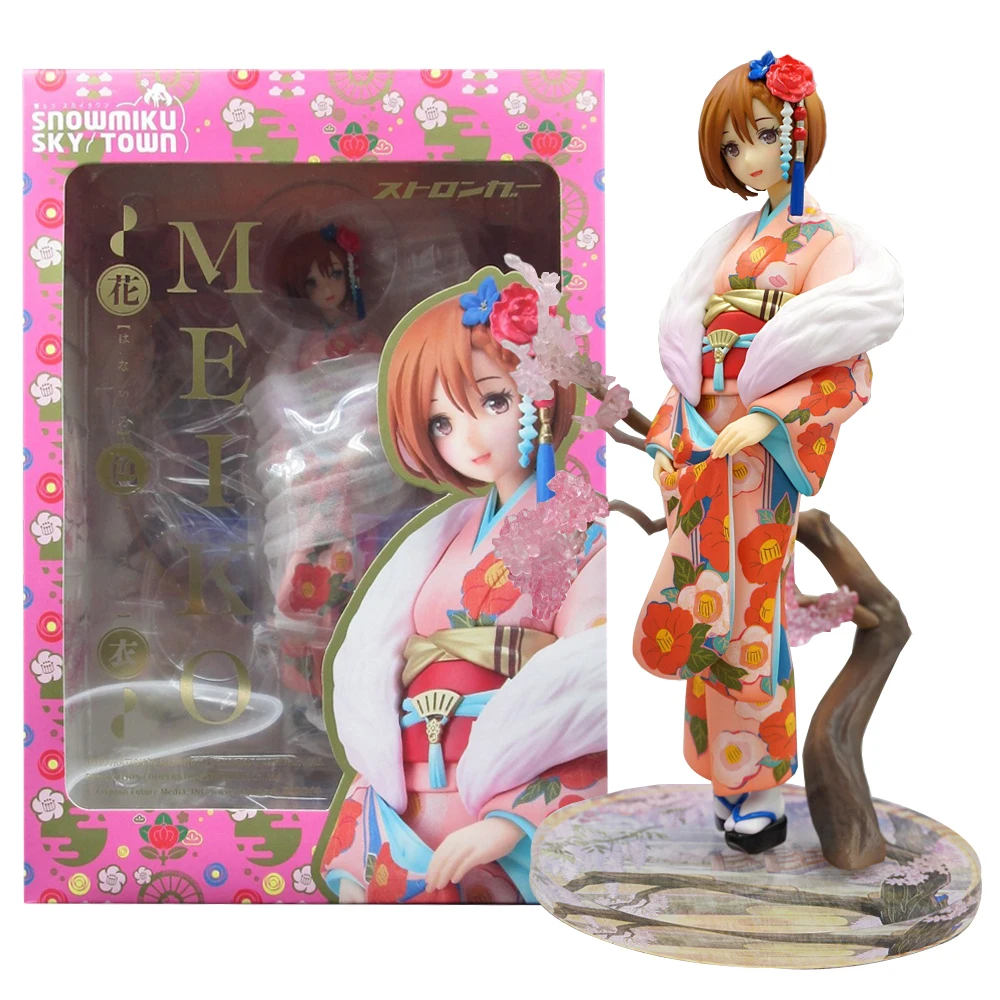 19CM Anime Figure Vocaloid Meiko Miku Figure 1/8 Hanairogoromo Kimono Dress Up Model Toy Gift Collection Doll Action Figure