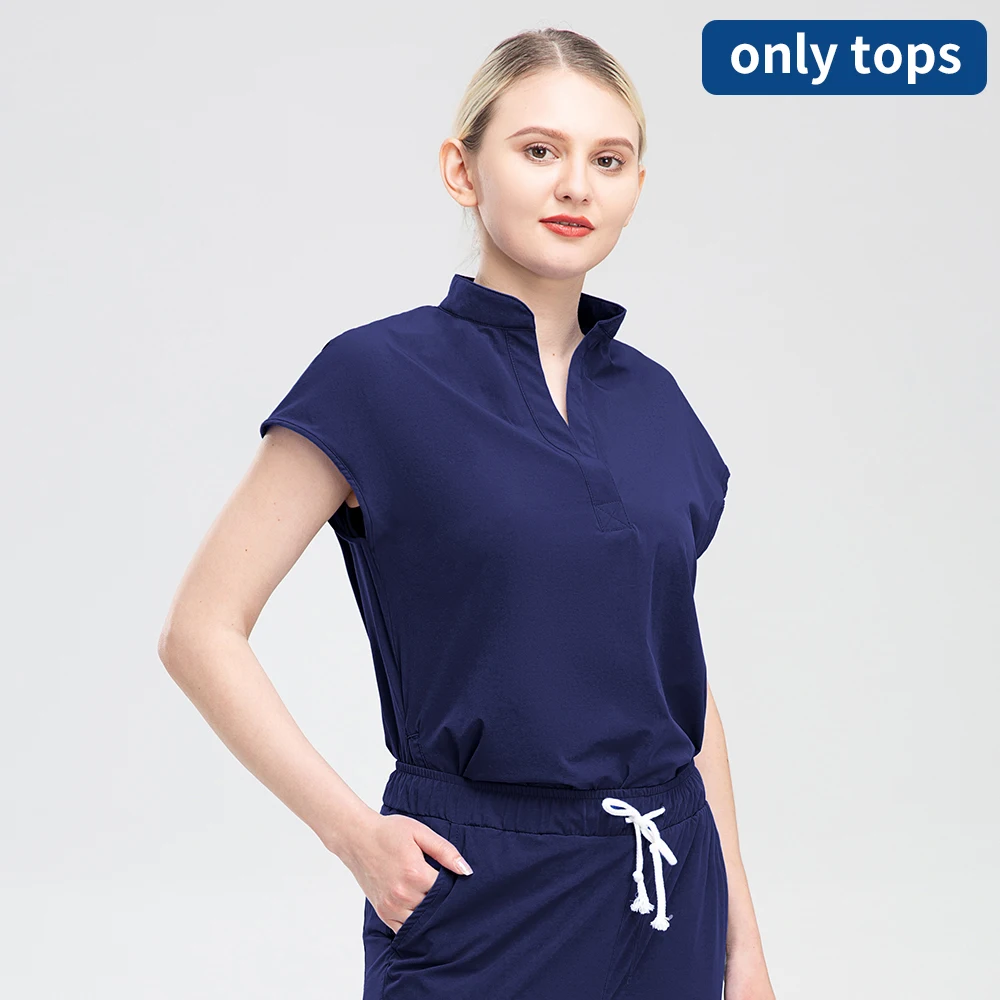 Multicolor Nursing Scrub Tops Women Unisex Medical Tops Short Sleeved Hospital Doctor Workwear Dentistry Scrub Blouse(only Tops)