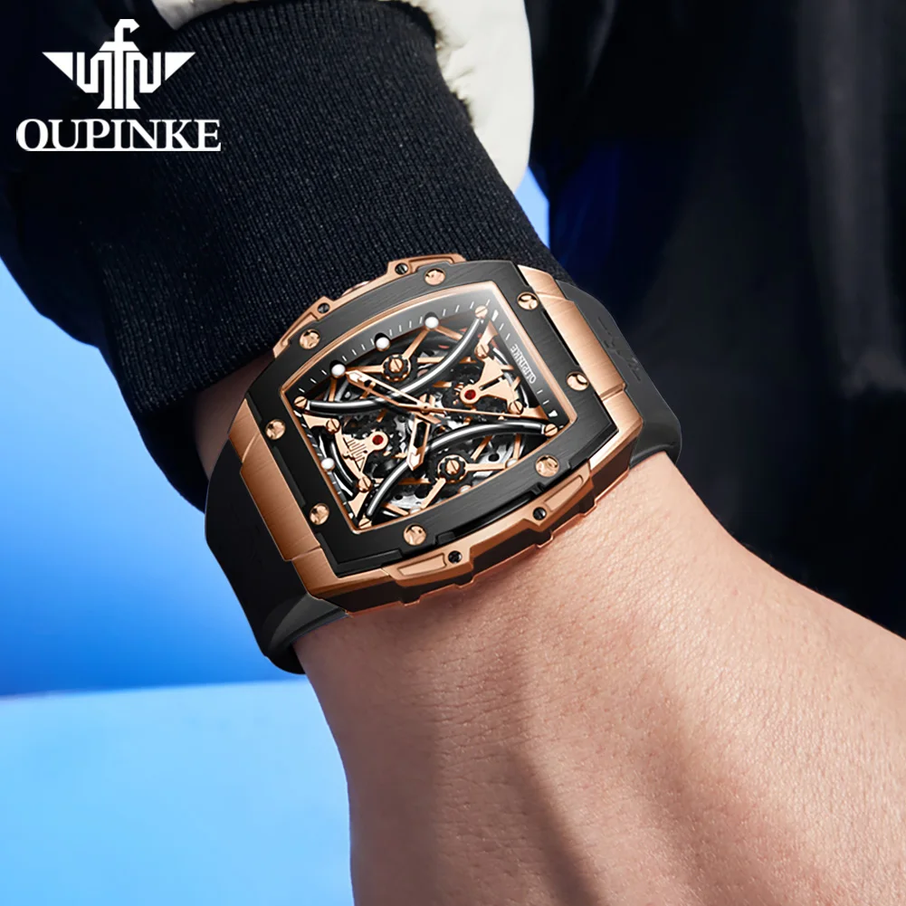 Men's Luxury Automatic Mechanical Watch, Silicone Strap