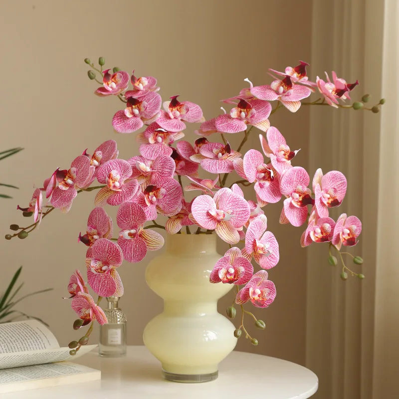 78CM Artificial 7-head Film with Butterfly and Orchid Texture Living Room Decoration Wedding Venue Layout Silk Flowers