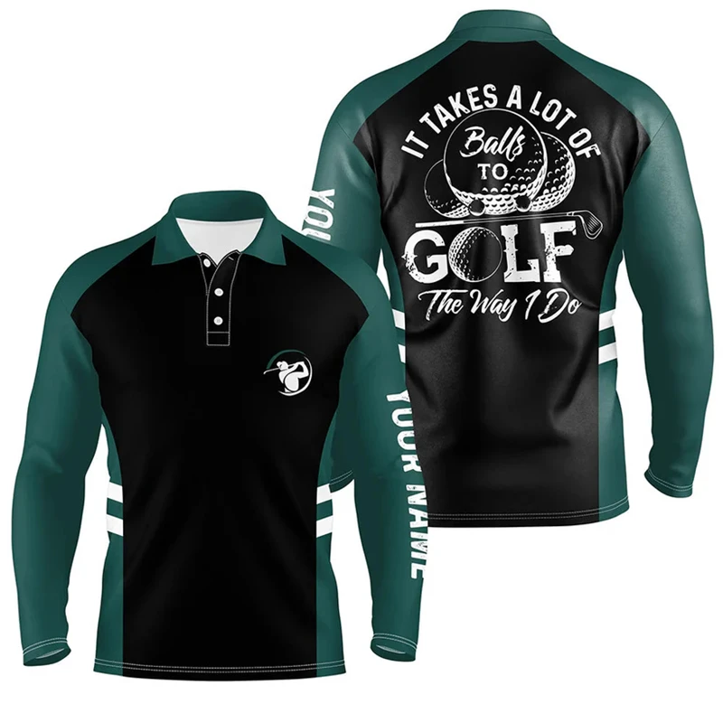 

Autumn Outdoor Golf Sports Polo Shirts For Men 3D Printed Long Sleeve Lapel Button Clothes Fashion Casual Loose Comfortable Tops