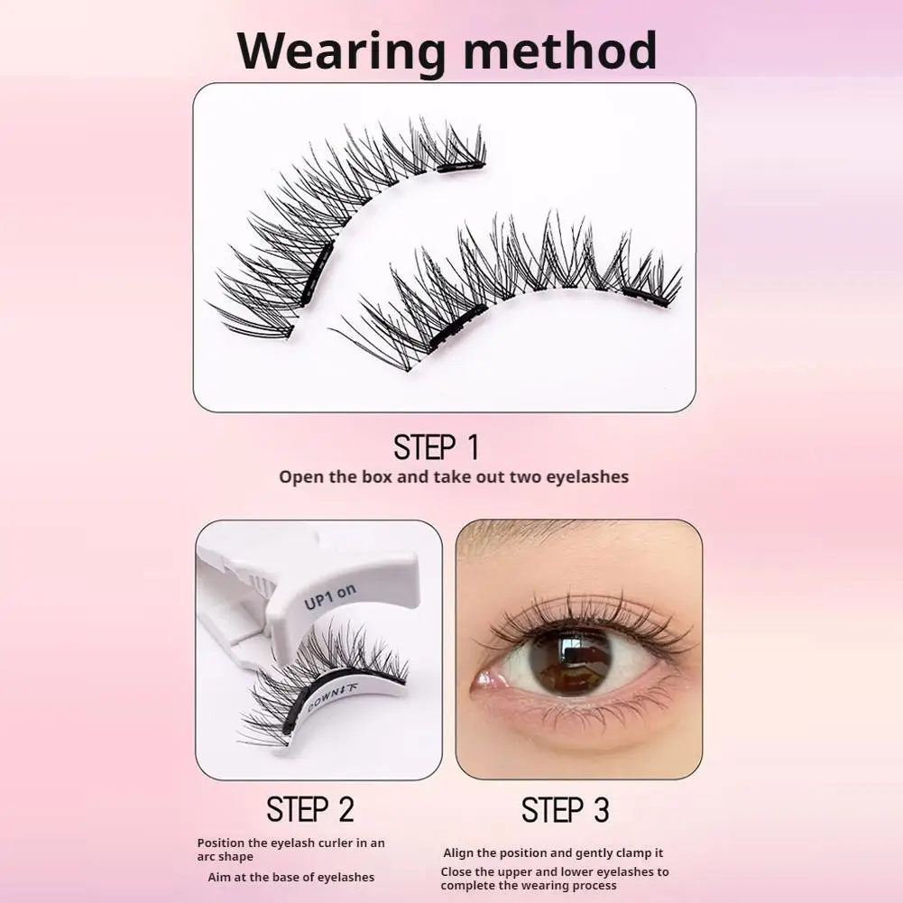 1 par de pestañas postizas 3D magnéticas naturales con Clip magnético reutilizable sin pegamento Kit de pestañas postizas extensión herramienta de maquillaje barata