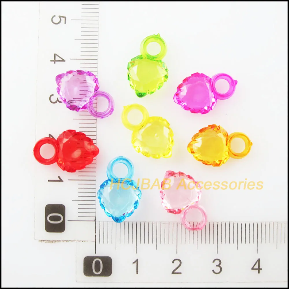 100Pcs Clear Mixed Plastic Acrylic Tiny Heart Charms Pendants 10x16mm