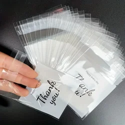 100pcs 2 sizes Thank You Printed Gift Bags, Small Self-sealing Opp Bags For Gifts, Gift Candy Packaging Bag, Gift Decoration Bag