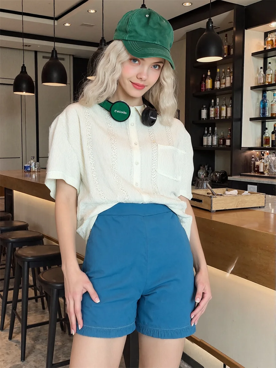 Camisas femininas manga curta retro branco casual solto gola mandarim pescoço estilo chinês botão asiático frente simples básico