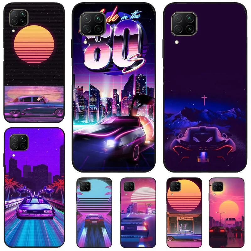 Synthwave 80s Retro Car For Huawei Nova 10 9 SE Nova 5T 11i 8i 3i Y90 Y91 Y70 Y60 Y61 P20 P30 P40 Lite P60 Pro Case