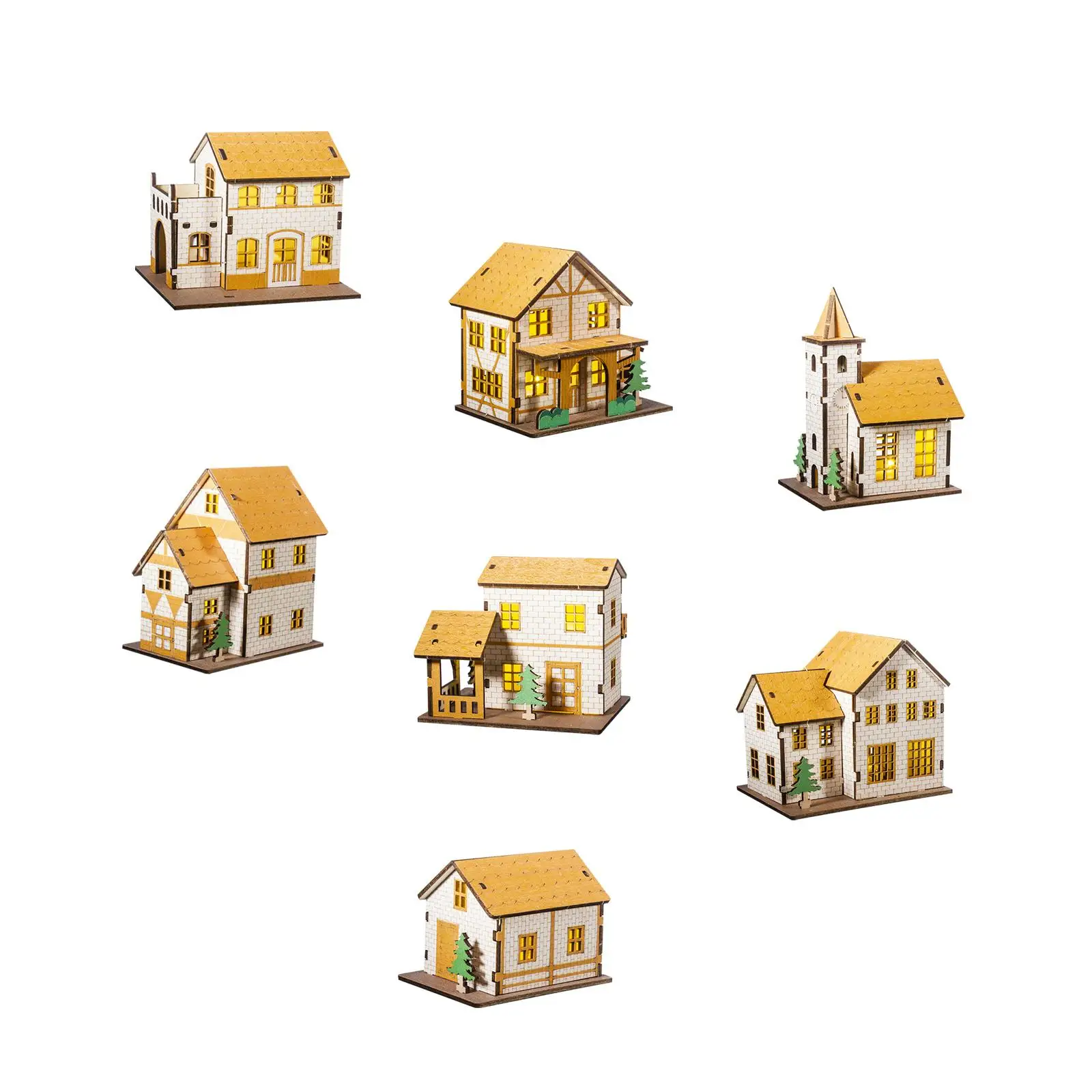 Lighted Miniature House Tabletop Decoration Garden House Christmas Cabin Model for Mantel Holiday Indoor Festival Office