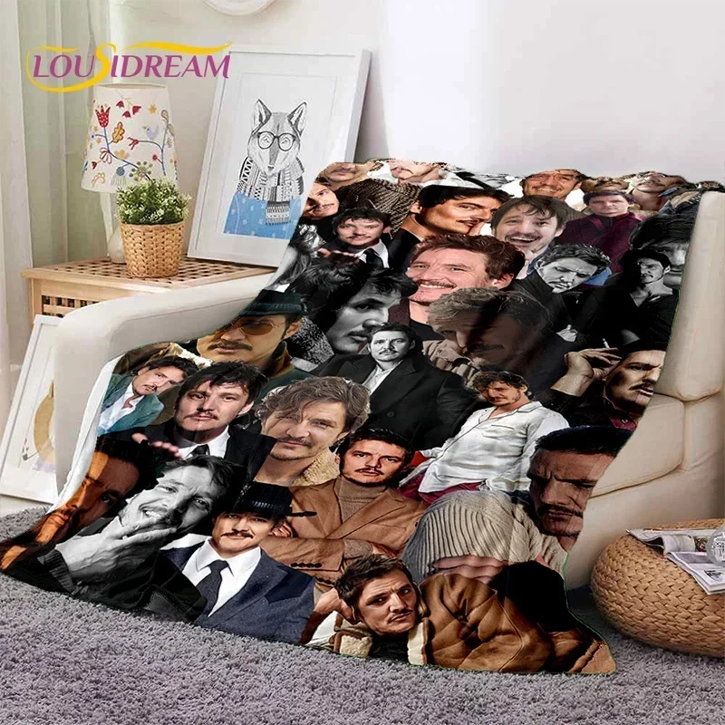 

3D Jose Pedro Pascal Actor Star Soft Blankets,Keep Warm Throw Blanket Comfortable Blanket for Picnic Beds Sofa Home Bedroom Gift