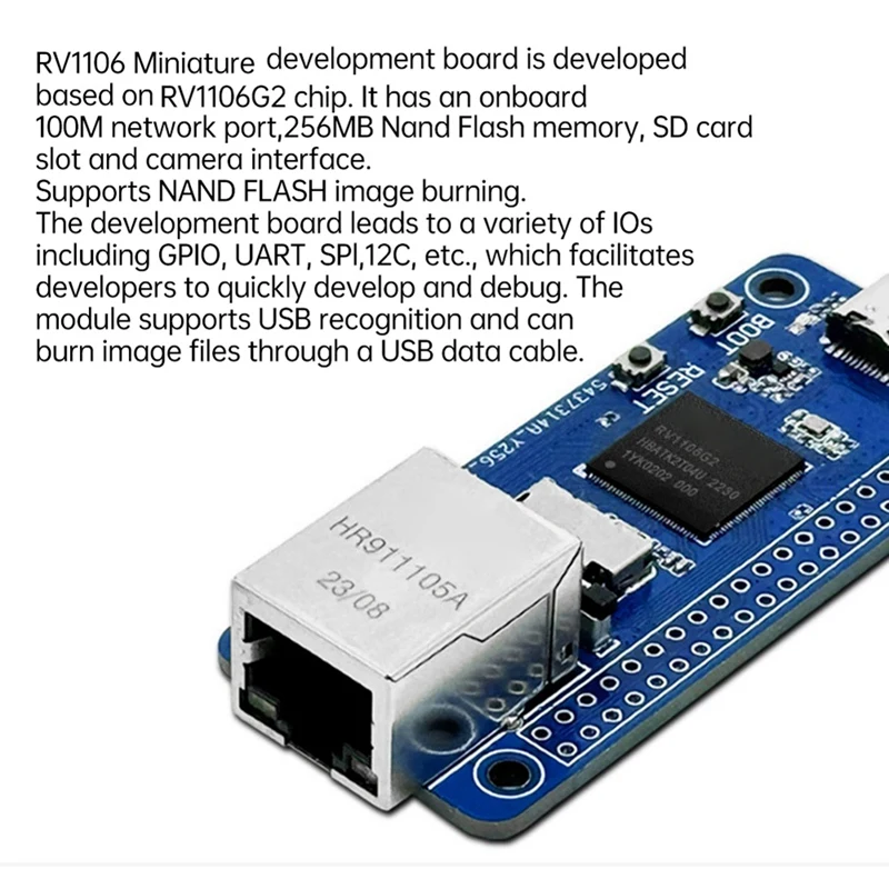 لوحة تطوير لينكس ، وفلاش MB ، و Mbps ، ومنفذ إيثرنت ، ولوحة الذكاء الاصطناعي ، RV1106 ، والهندسة المعمارية
