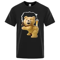 Men's and Women's Short Sleeved Motorcycle T-shirts Cartoon Couple Outfits Unisex Street Clothing Kawai TED2 Bear Designer Y2K