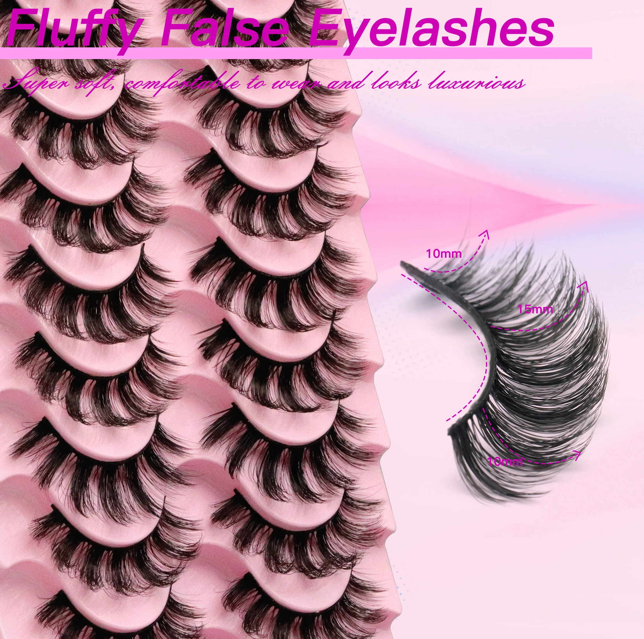 لتقوم بها بنفسك 10 أزواج 6D رموش اصطناعية رقيق لينة كاملة سميكة Wispy الرموش ملحقات ماكياج الرموش الصناعية لتعزيز مظهر العين #4