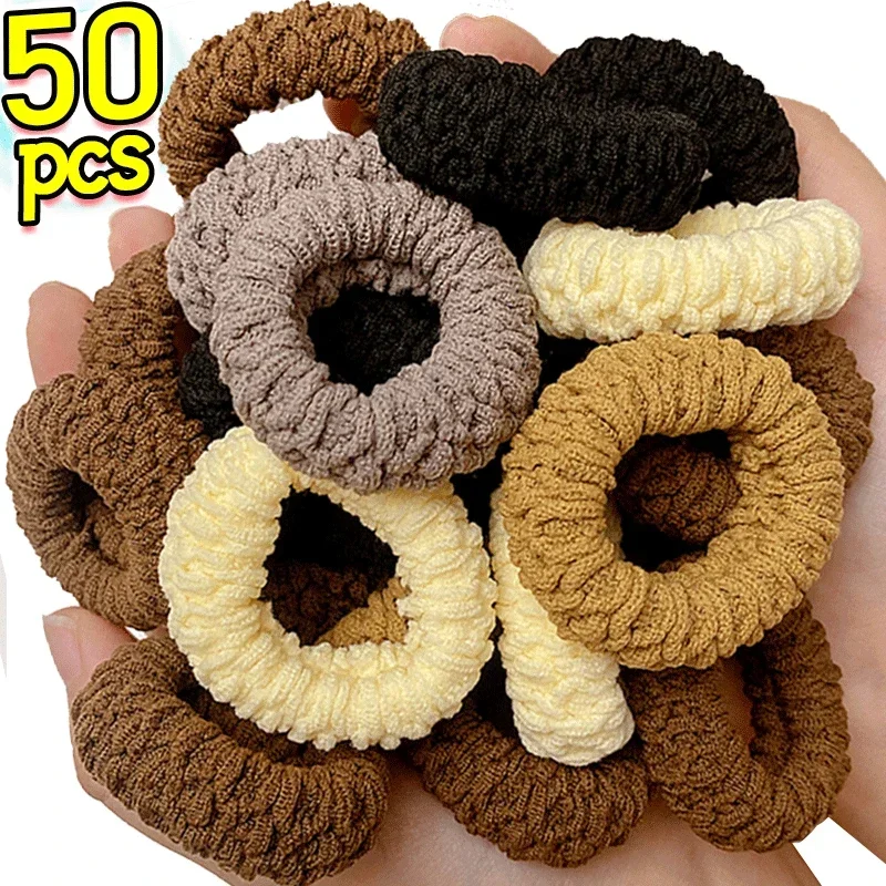 10-50pcs Women Girl Simple Solid Width Scrunchies Rubber Bands Lady Soft Elastic Hair Band Female Fahsion Hair Accessories