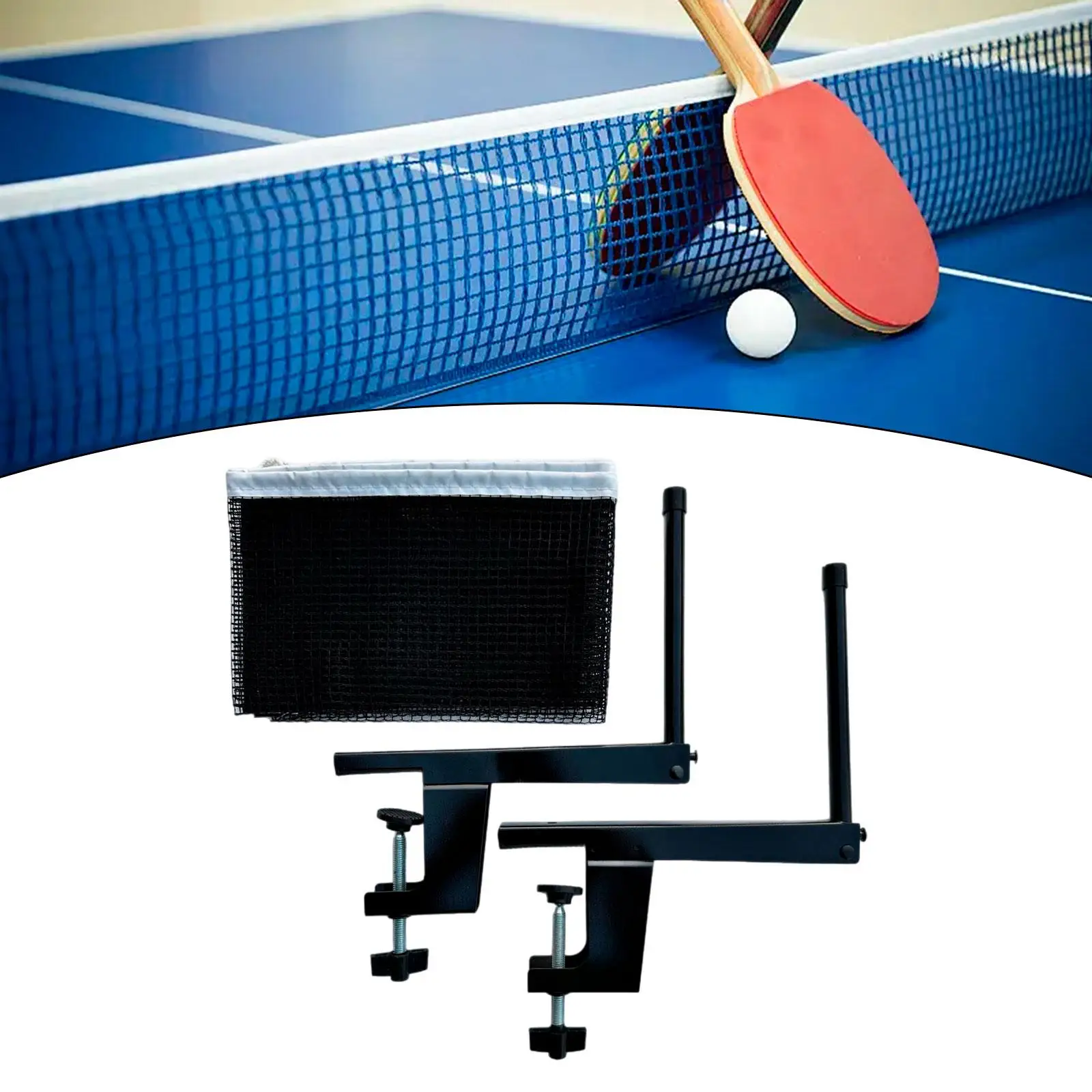 

Pingpong Net with Clamps Replacement Table Tennis Net Clamp Post Set for Playground Home Practicing Thickness 2cm to 6.5cm Table