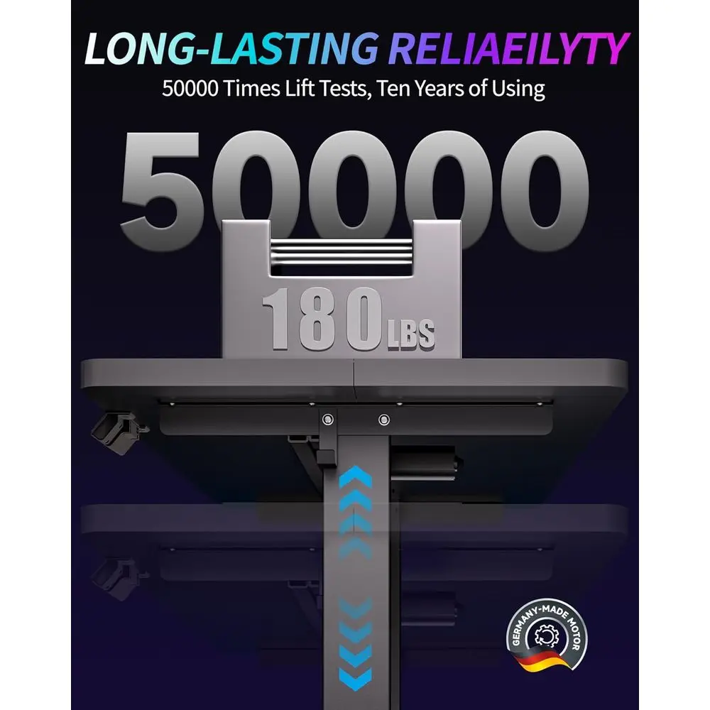 مكتب كهربائي قابل لضبط الارتفاع، 48x24، أسود، للاستخدام المنزلي والمكتبي