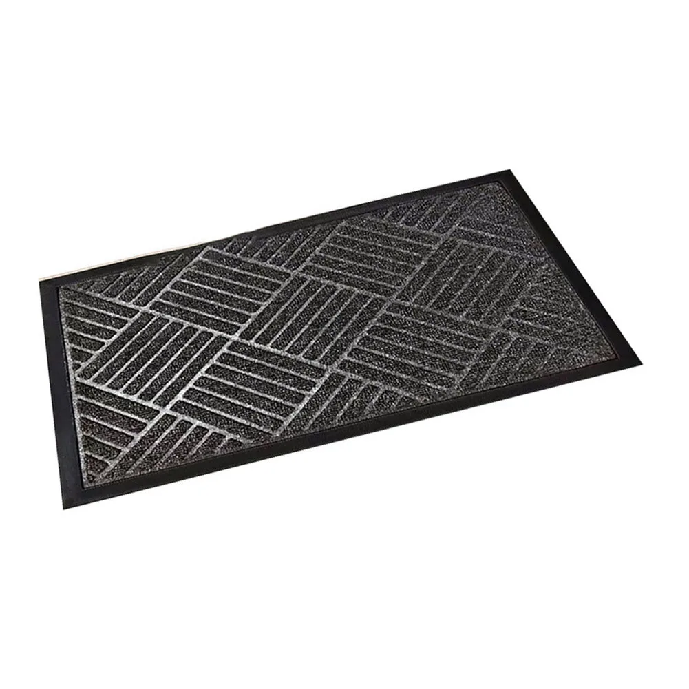 Natural Rubber Outdoor Door Mat with Grip Backing - Black Loop Pile Entry Rug for Front Porch 40x60 45x75 60x90