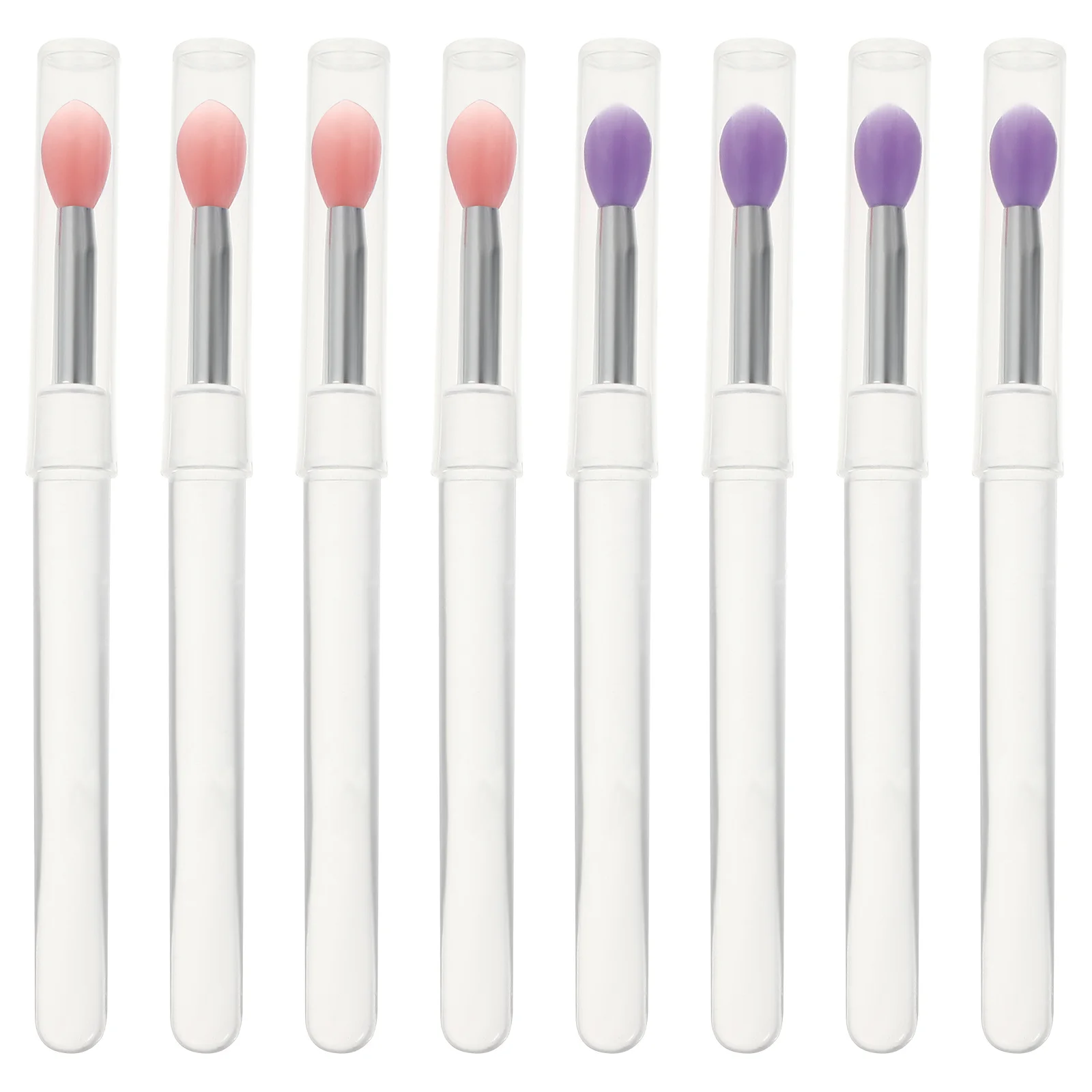 Aplicadores de máscara de labios de silicona, pinceles para sombra de ojos, juego de aplicadores de maquillaje portátiles con tapa, mango firme para labios y ojos precisos, 8 Uds.