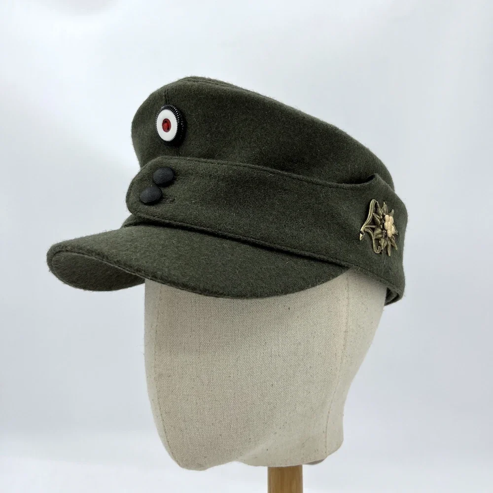 German Army Hat Winter Cap Mountain Green Vintage Officer