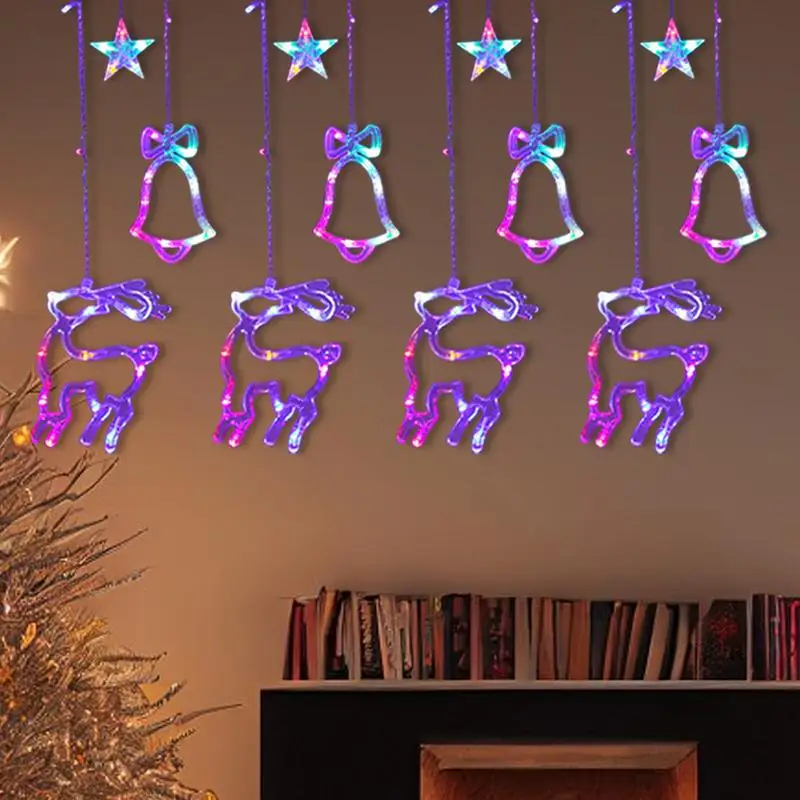 Luces navideñas para ventana, luces LED de estrellas navideñas, luces de copos de nieve, decoraciones navideñas para interiores, luces navideñas para cumpleaños