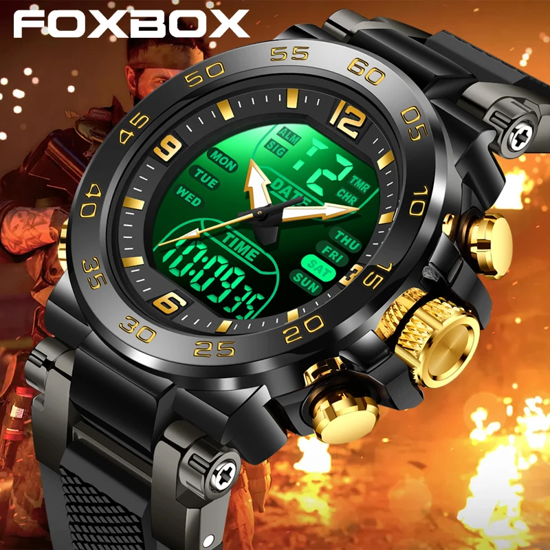 

FOXBOX 2026, новые цифровые часы, мужские модные роскошные кварцевые наручные часы, спортивные водонепроницаемые светящиеся военные мужские часы Reloj Hombre