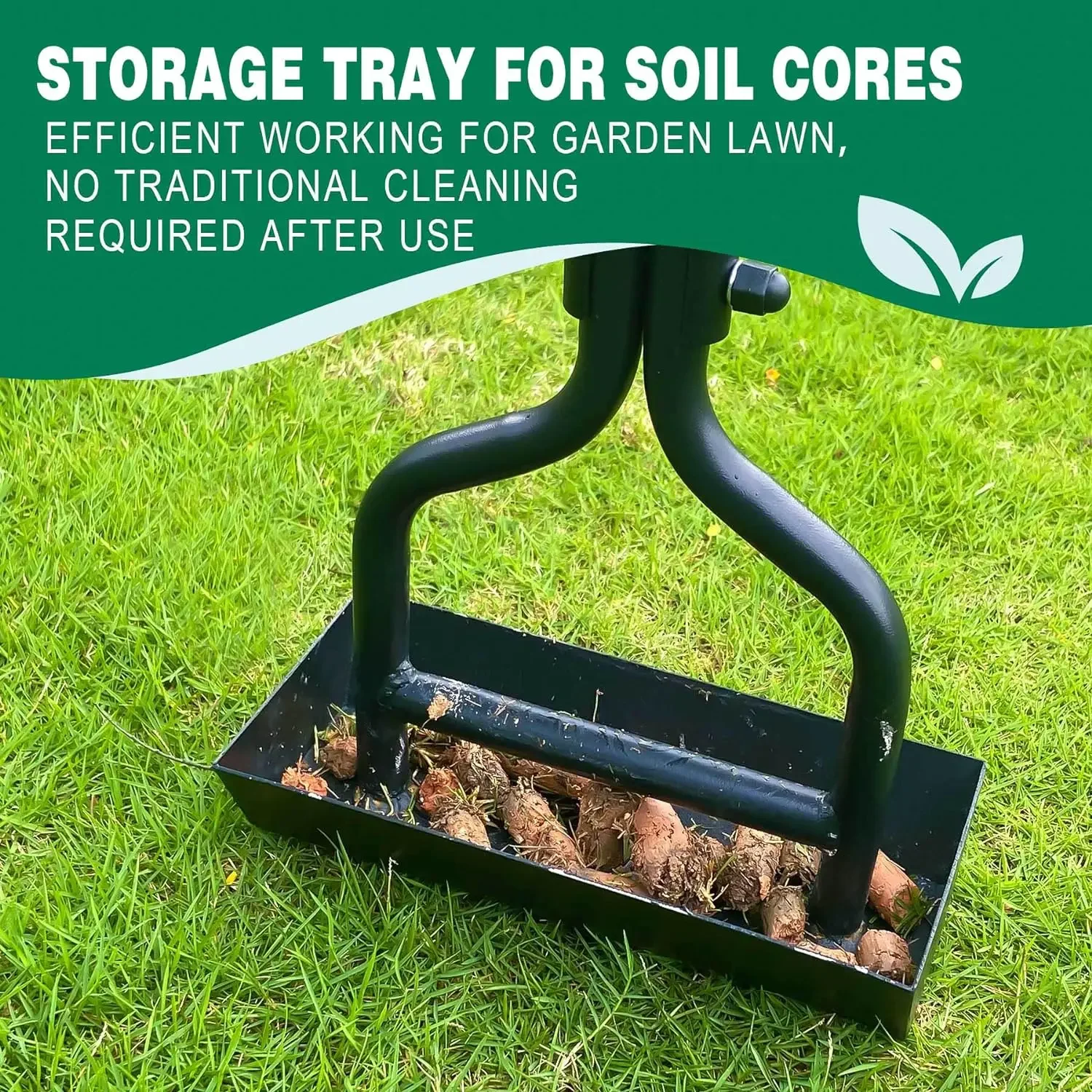 Lawn Aerator Coring Garden Tool with Soil Core Storage Tray Manual Yard Plug Aerators & Clean Tool Compacted Soil, 37.6”