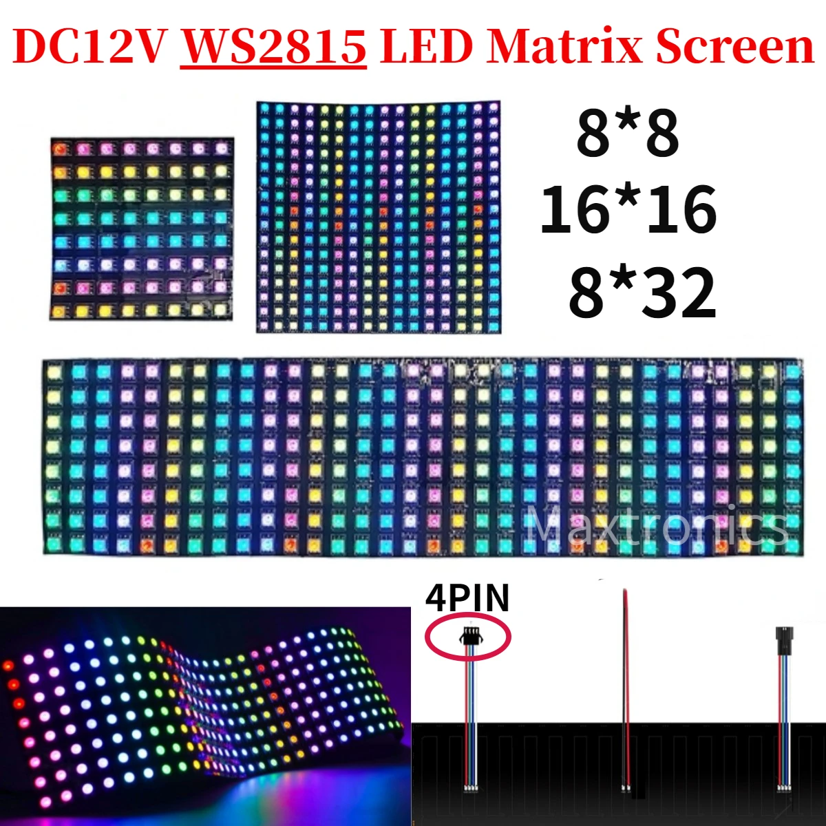 Panel de matriz LED WS2815, pantalla Digital DC12V, píxel LED programable individualmente direccionable, módulo de pantalla Flexible a todo Color