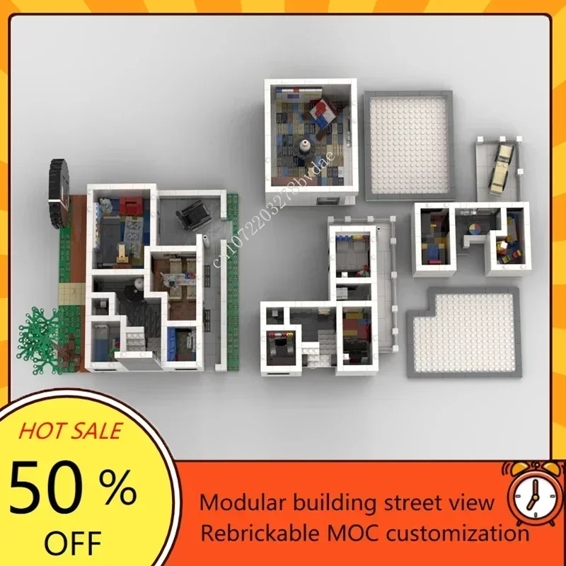 2604PCS MOC Modular Bauhaus Meisterhaus Street View Model Building Blocks Technology Bricks DIY Creative Assembly Kids Toys