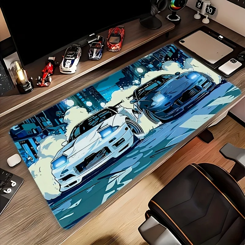 

XXL Extra Large Gaming Mouse Pad, Dynamic Blue and White Sports Car Design,rubber Base, Perfect for Desktop Decoration or Office