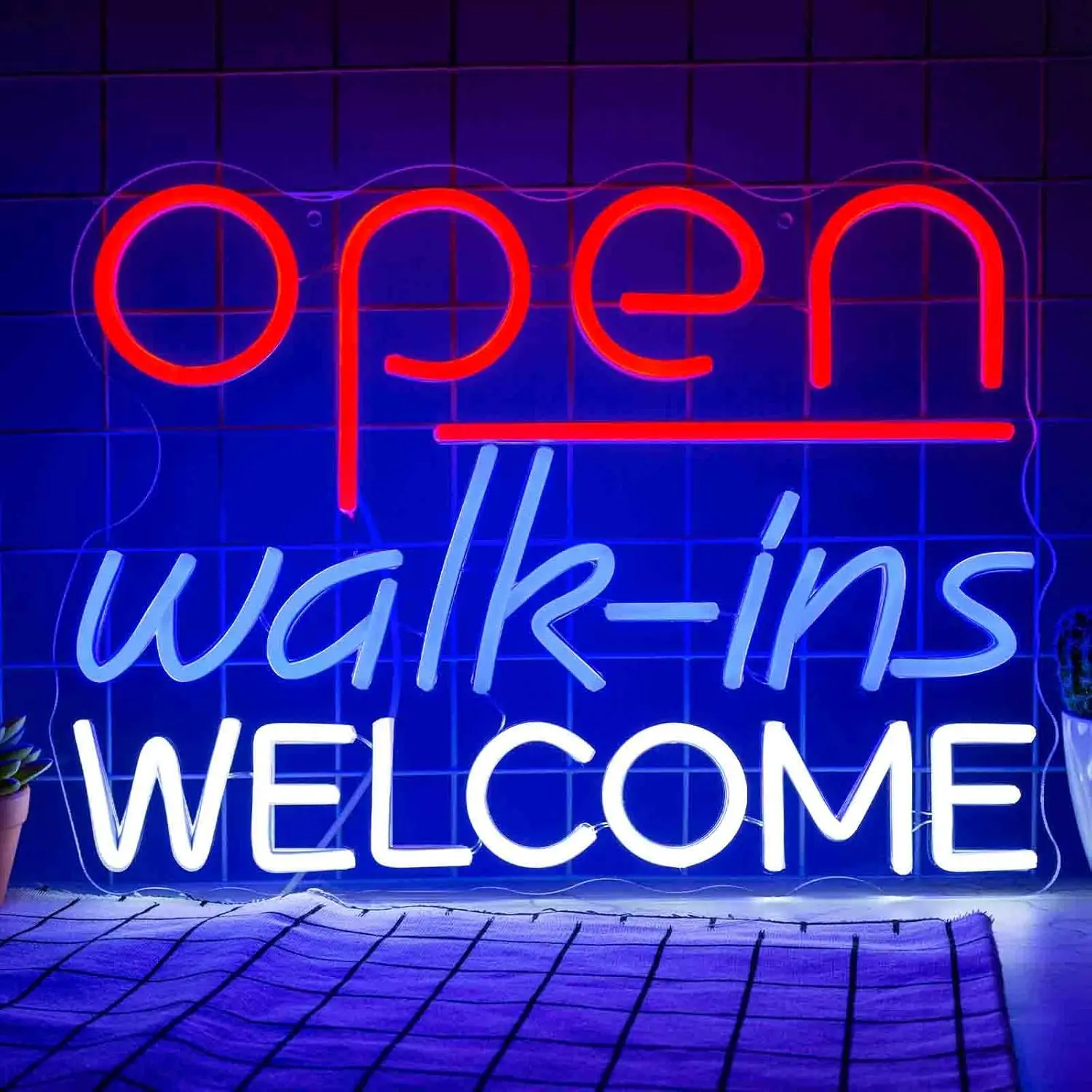 Open Walk ins Welcome Neon Sign Led Neon Light for Wall Decor Business Sign Bar Pub Restaurant Blue Red White