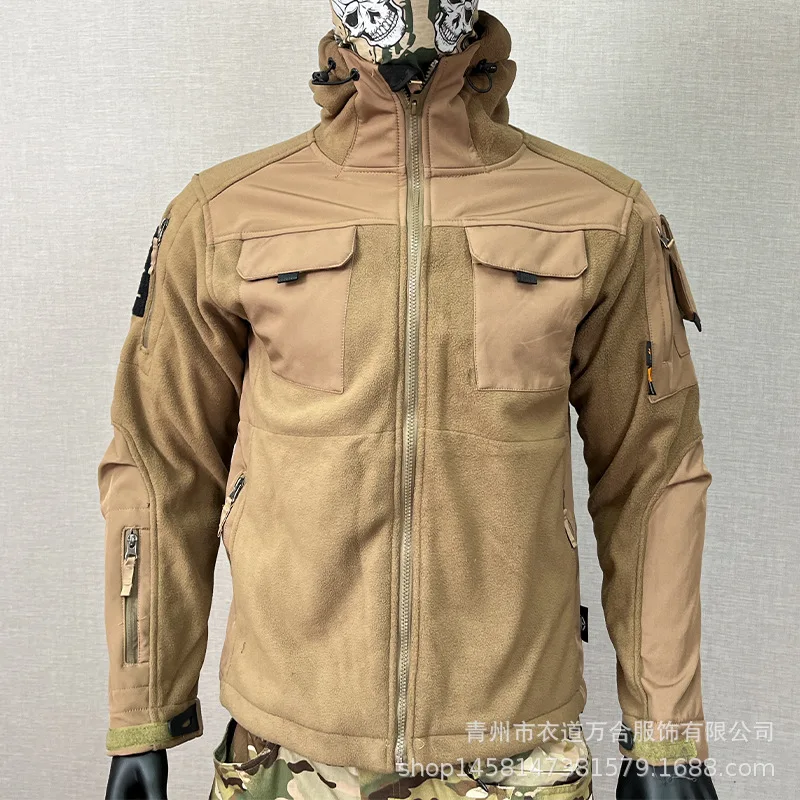 Outdoor Splicing Fleece Jacket Men's Fleece Hardshell Jacket