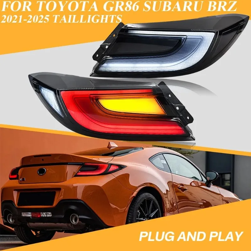 

For Toyota GR86 Subaru BRZ 2022-2025 LED Tail Lights Pair Smoke Black Housing Rear Lamps Left Right