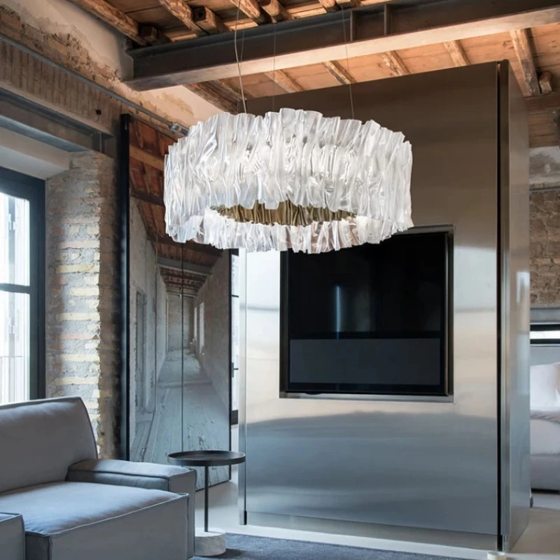 SANDYHA Italian Designer Pleated LED Pendant Light Chandelier Elegant Modern Luxury Dining Room Living Room Bedroom Home Decor